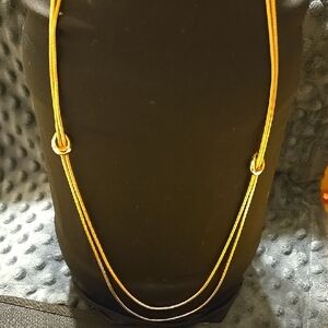 Gold Double-Strand Necklace with Polished Finish